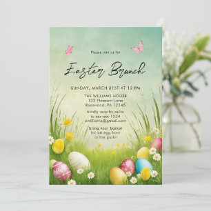 Invitation de chasse aux œufs de brunch de Pâques