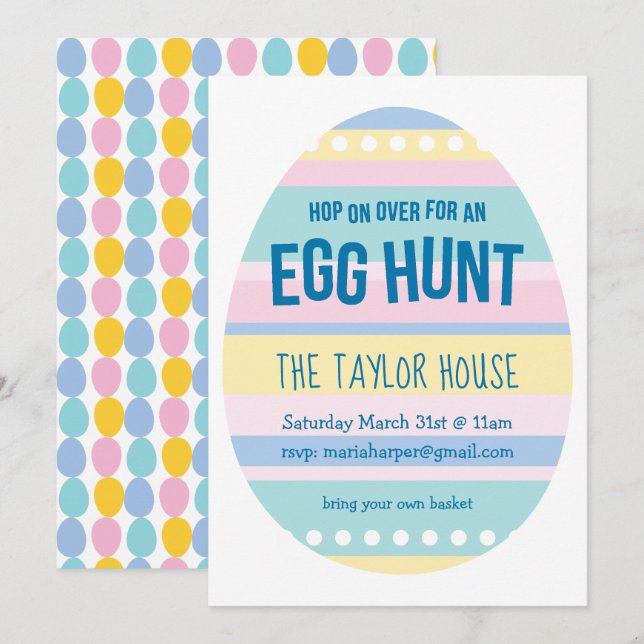Invitation de chasse aux oeufs de Pâques (Devant / Derrière)