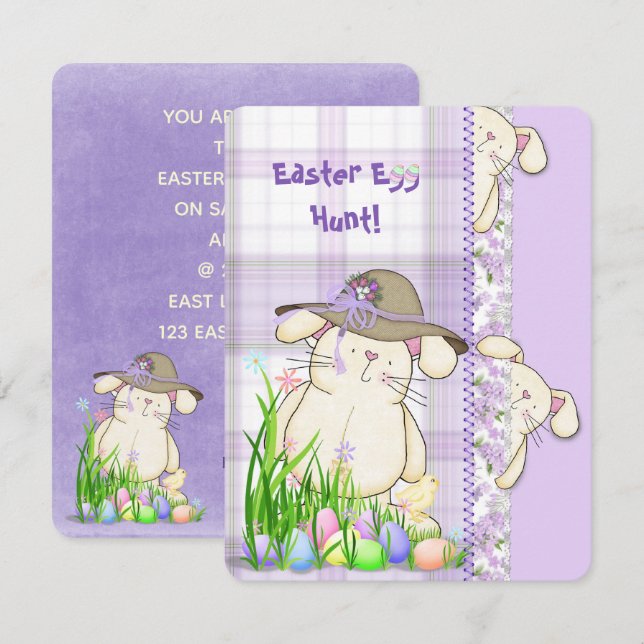 Invitation de chasse aux oeufs de Pâques (Devant / Derrière)