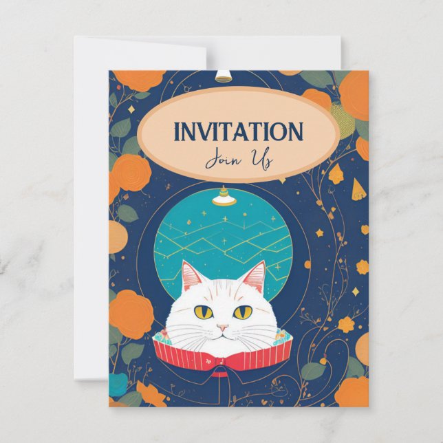 Invitation de chat pêche orange marine kitty voice (Devant)