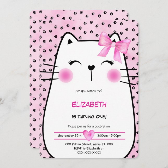 Invitation de chaton (Devant / Derrière)