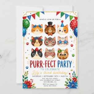 Invitation de chaton pastel mignon pour les filles