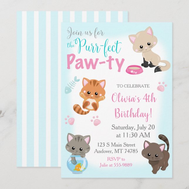 Invitation de chaton pour la Patte-ty (Devant / Derrière)