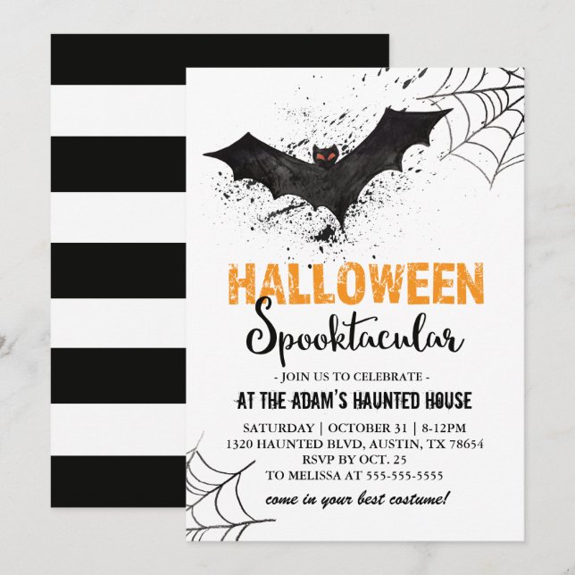 Invitation de chauve-souris Spooktacular Halloween (Devant / Derrière)