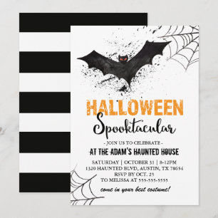 Invitation de chauve-souris Spooktacular Halloween