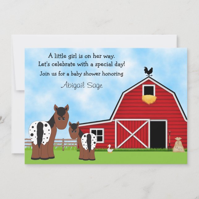 Invitation de chevaux et de Baby showers agricoles (Devant)