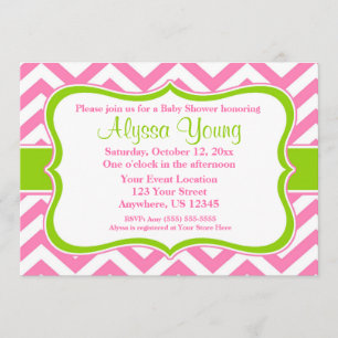 Invitation de Chevron vert rose