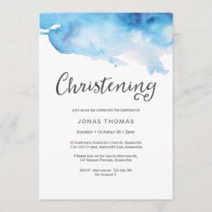 Invitation de Christening éclaboussures d'aquarel