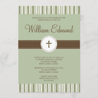 Invitation de Christening Green Stripe