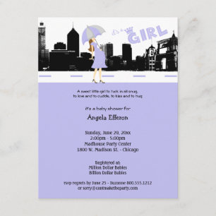 Invitation de Cityscape Lavender et de Baby shower