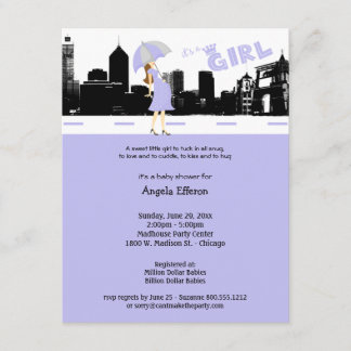 Invitation de Cityscape Lavender et de Baby shower