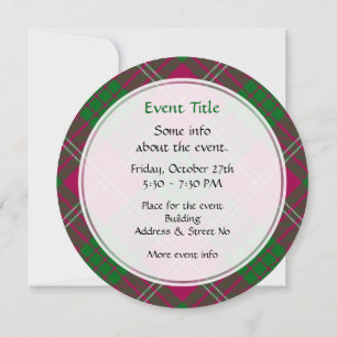 Invitation de Clan Crawford Tartan
