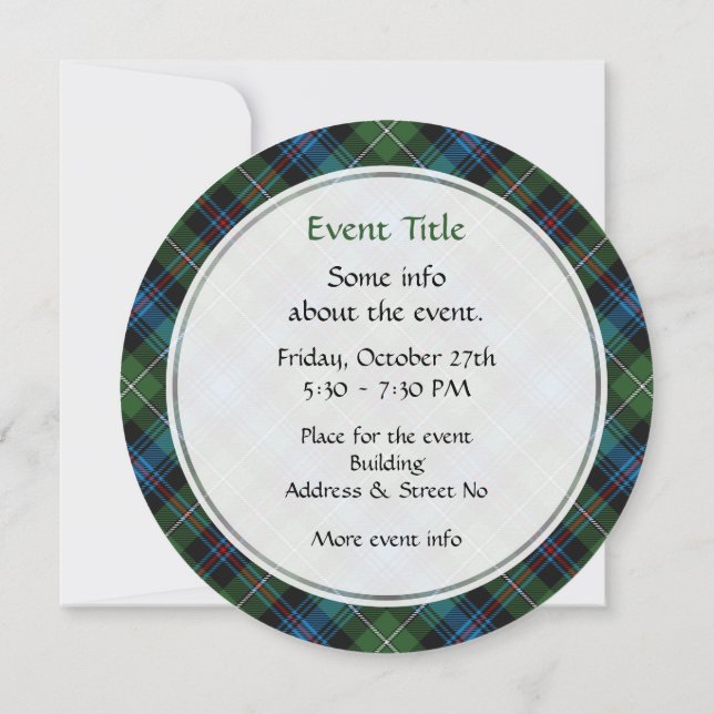 Invitation de Clan MacKenzie Tartan (Dos)