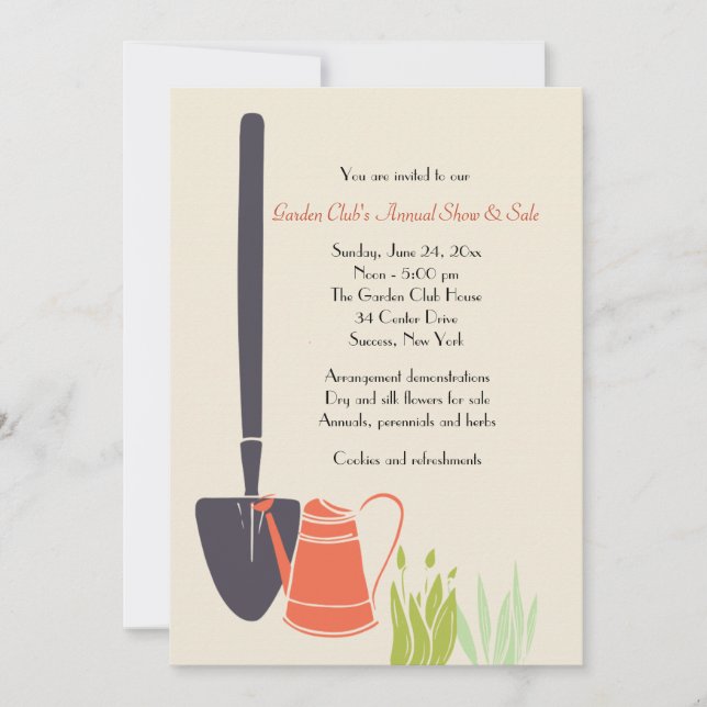 Invitation de club de jardin (Devant)