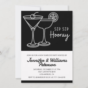 Invitation de cocktail du Nouvel An noir