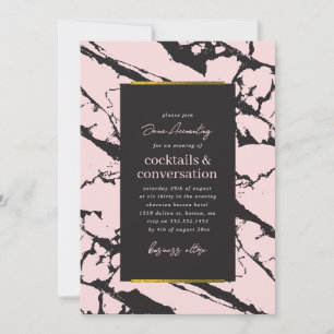 Invitation de cocktail rose marbre