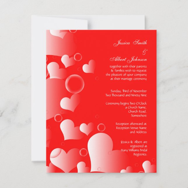 Invitation de coeur rouge mariage (Devant)
