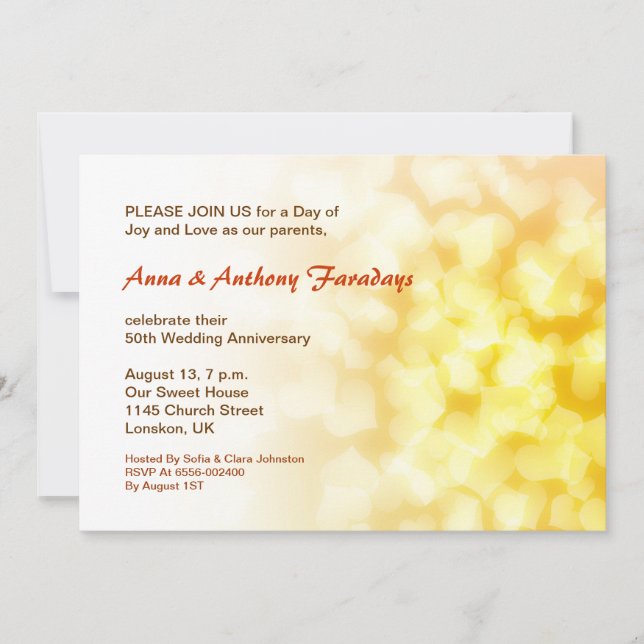 Invitation de cœurs pour noces d'or - 50 ans de ma (Devant)