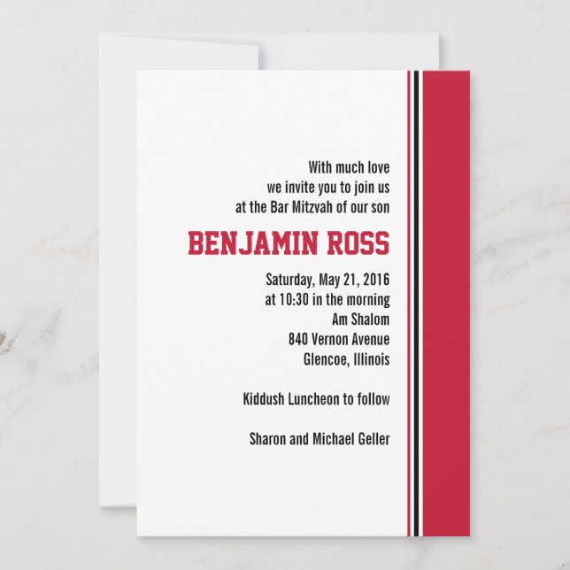 Invitation de College Stripe Bar Mitzvah (Devant)