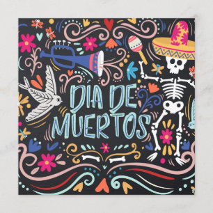 Invitation de Colorful Dia de los Muertos Party