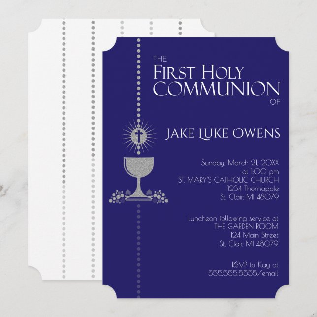 Invitation de communion de Chalis de parties (Devant / Derrière)