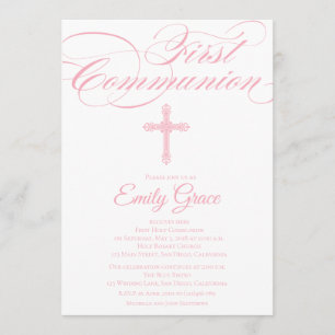 Invitation de communion moderne Elegant pour fille