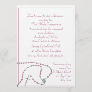 Invitation de communion rosée