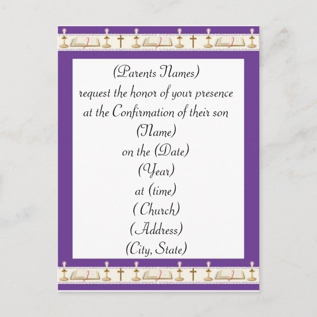 Invitation de confirmation (Devant)