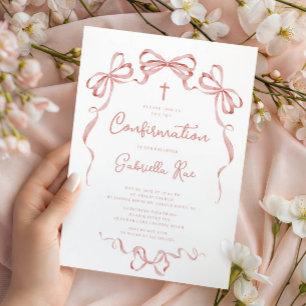 Invitation de confirmation à l'arc rose