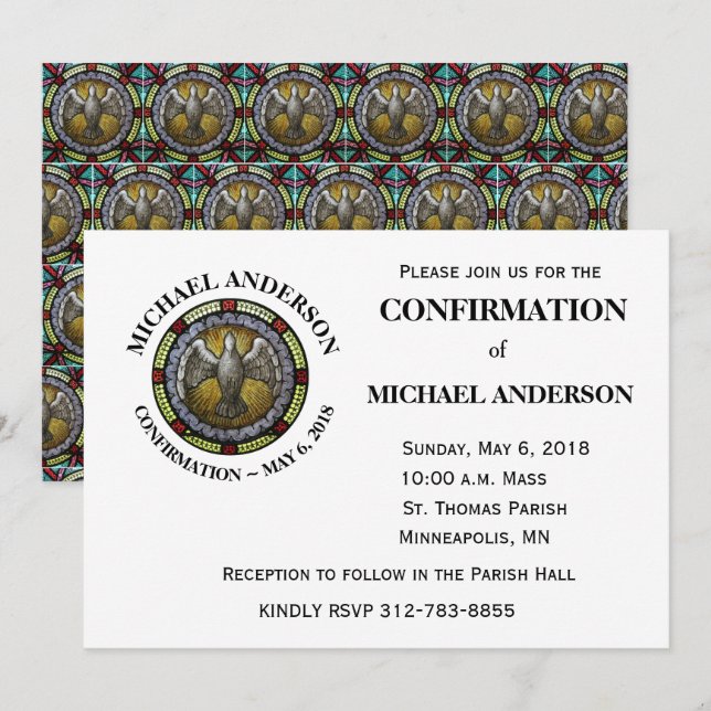 Invitation de confirmation catholique en verre ten (Devant / Derrière)
