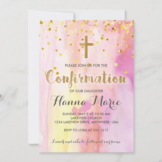 Invitation de confirmation d'aquarelle moderne (Devant)