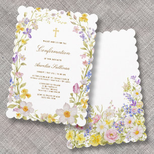 Invitation de confirmation de cadre de fleurs de p