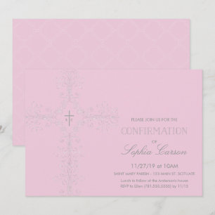 Invitation de confirmation de fille avec Croix élé