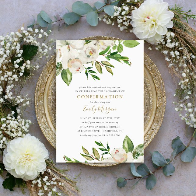 Invitation de confirmation de fleurs dorées (Créateur téléchargé)