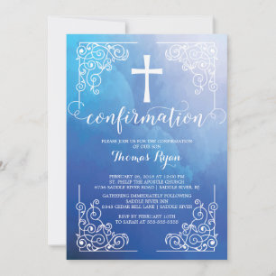 Invitation de confirmation de la croix d'aquarelle