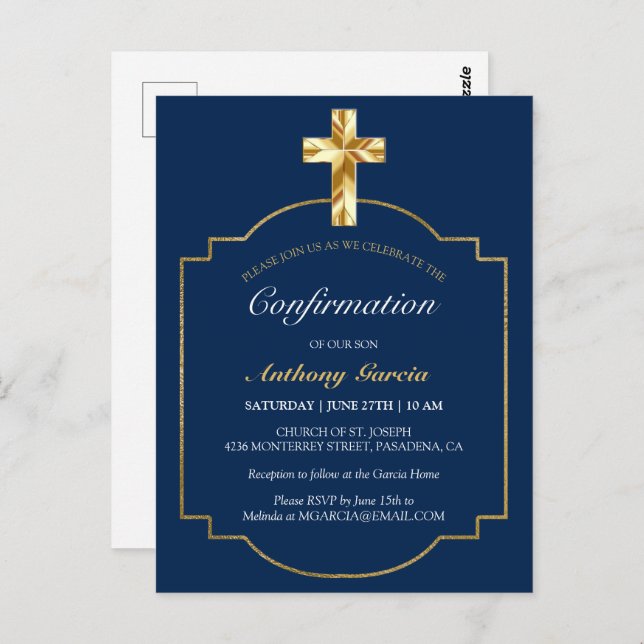 Invitation de confirmation de la Croix d'or de la  (Devant / Derrière)
