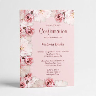 Invitation de confirmation de roses roses/blanches