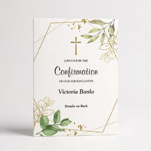 Invitation de confirmation de verdure Gold