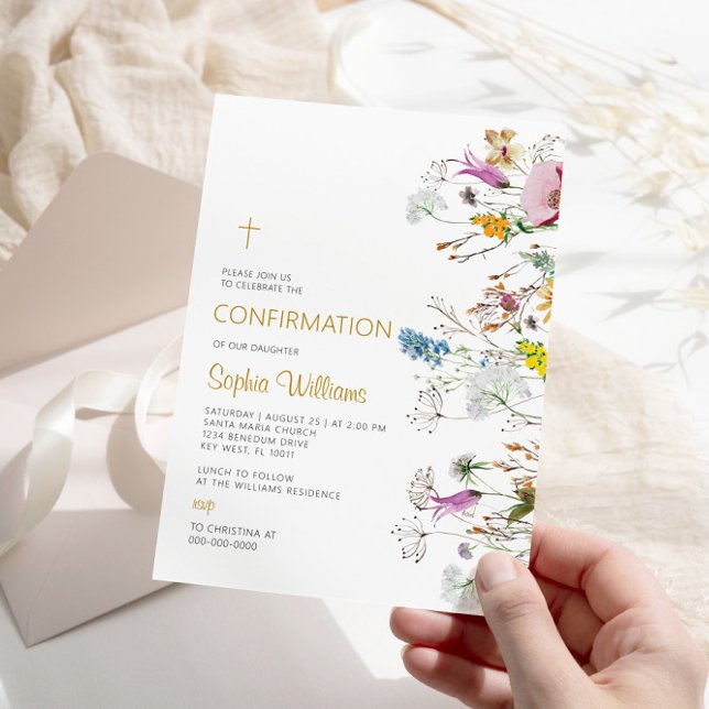 Invitation de confirmation des Fleurs sauvages Boh (Créateur téléchargé)
