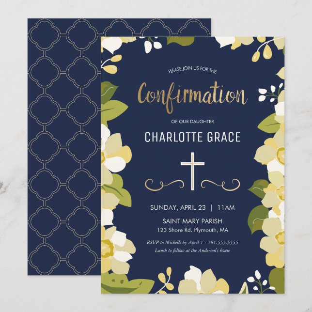 Invitation de confirmation, élégante, personnalisé (Devant / Derrière)