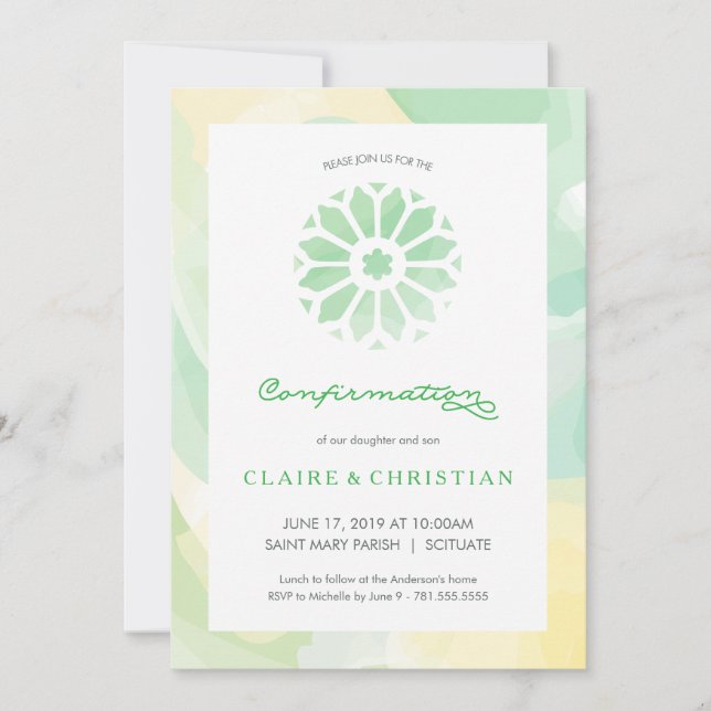 Invitation de confirmation, filles ou garçons (Devant)