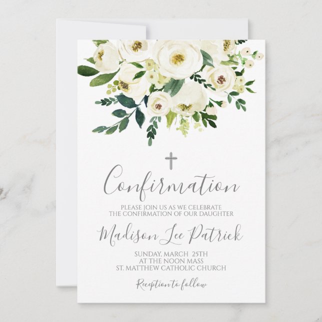 Invitation de confirmation florale (Devant)