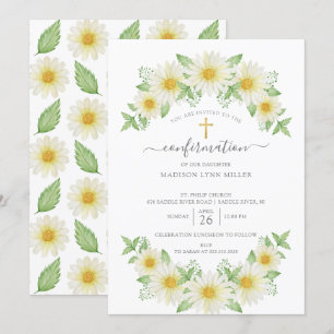 Invitation de confirmation florale de marguerite f