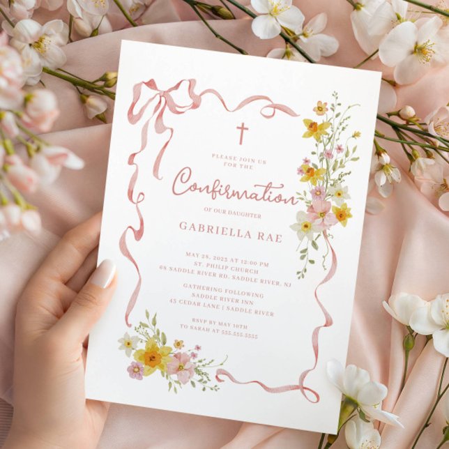 Invitation de confirmation florale rose (Créateur téléchargé)