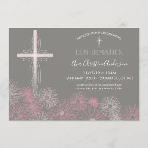 Invitation de confirmation - Invitation avec croix