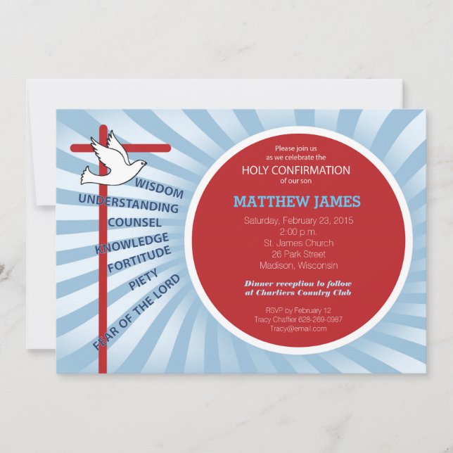 Invitation de confirmation Red Blue Rays (Devant)