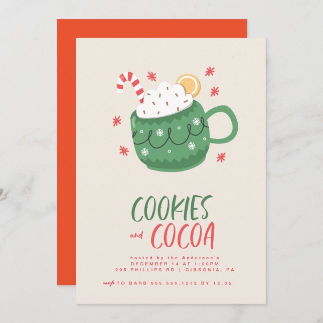 Invitation de Cookies et Cocoa Party (Devant / Derrière)