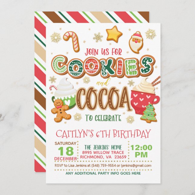 Invitation de cookies et de cacao (Devant / Derrière)
