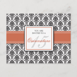 Invitation de corail ANGLAISE de Quinceanera de
