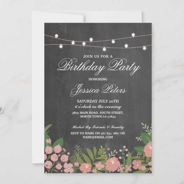 Invitation de Coral Floral Chalk (Devant)